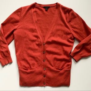 Ann Taylor Dark Orange Cardigan Sweater 3/4 Sleeve